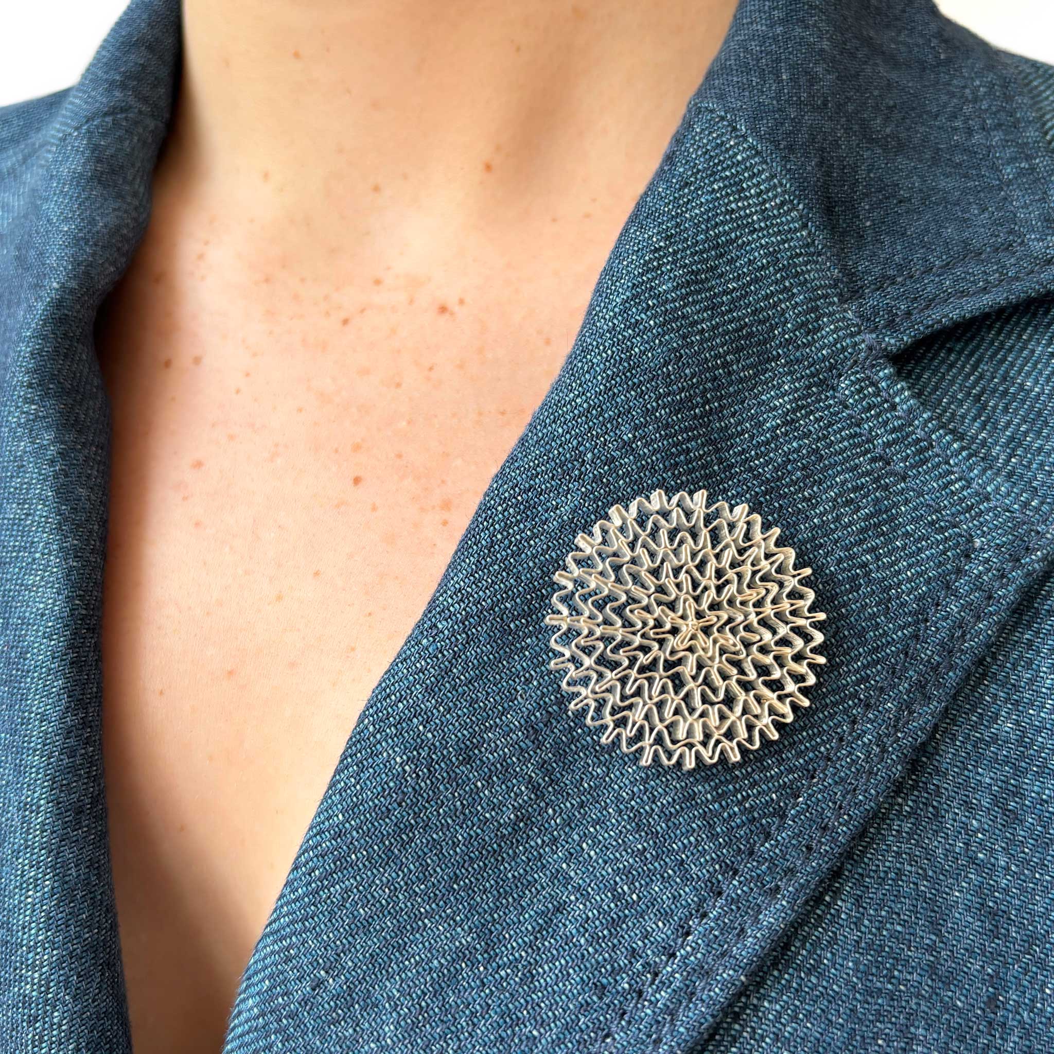 Sterling Silver Medium Scaffold Circle Brooch